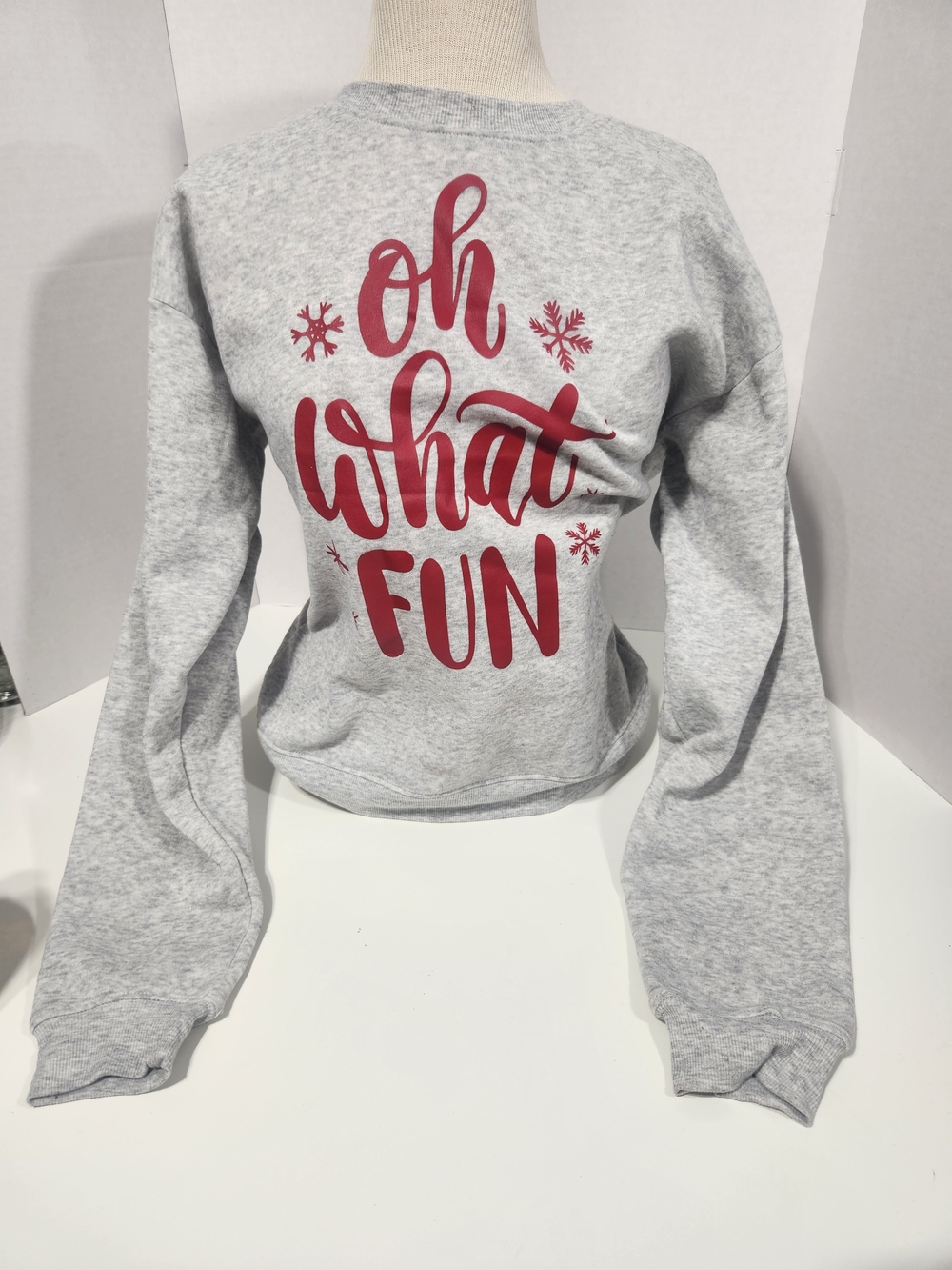 Oh What Fun Gray Holiday Sweatshirt - Red Script